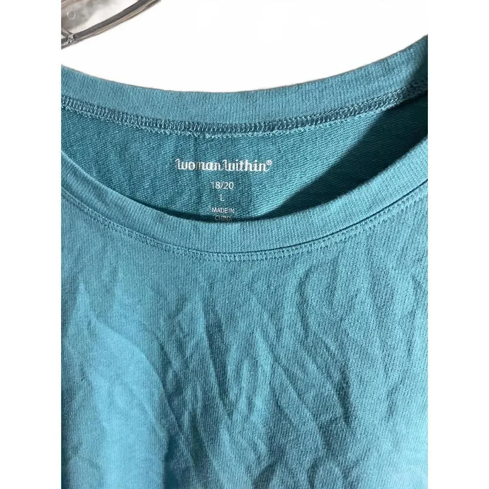 Light Blue Long Sleeve Top with Button Detail Woman Within 18/20 L - Picture 5 of 8